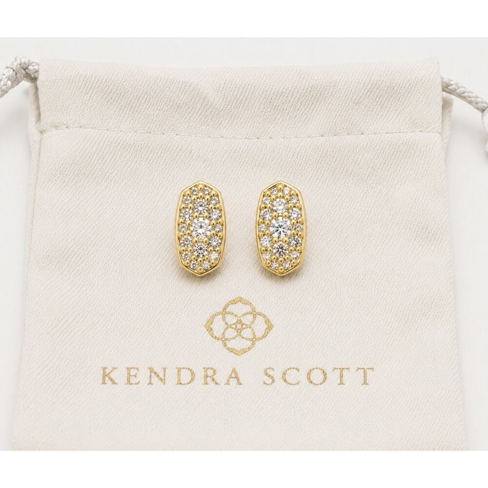 Kendra Scott Grayson Crystal Stud Earrings White Crystal Gold